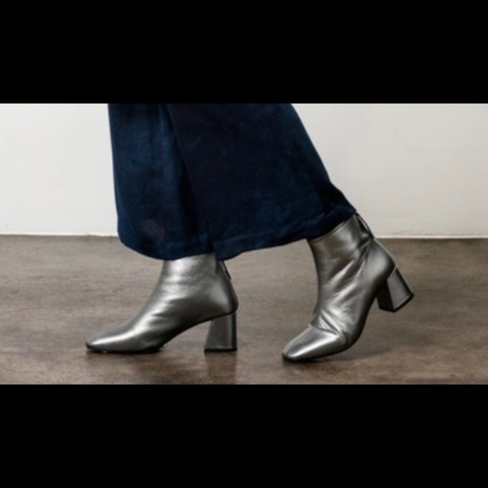 metallic leather booties